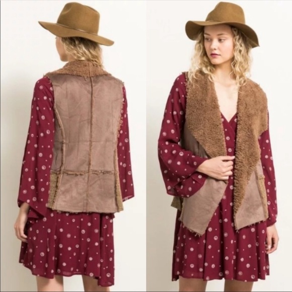 Vegan suede/shearling vest - Picture 2 of 5